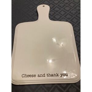 Mud Pie Cheese and Thank You Ceramic Cheese Board White Stoneware Platter